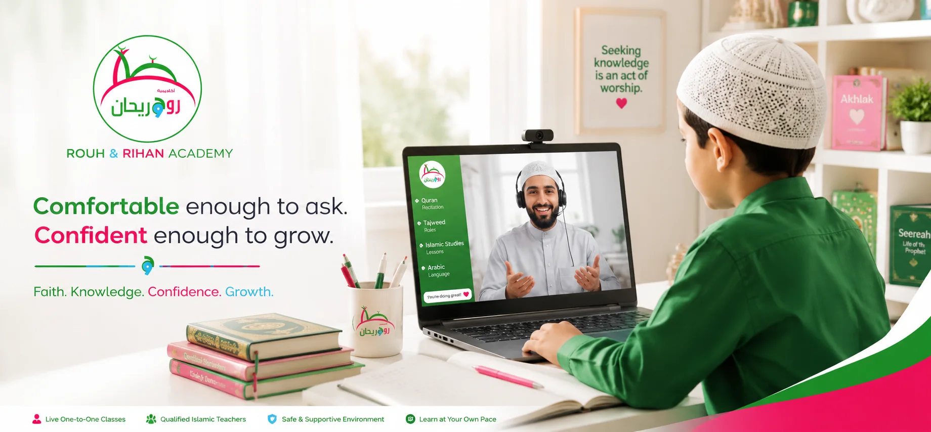 Supportive one to one online Islamic learning environment
