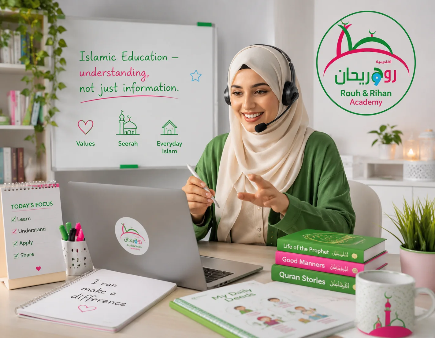 Online Islamic Studies teacher teaching children and adults